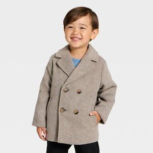 Open Box - Cat & Jack - Toddler Boys' Faux Wool Pea coat - Cat & Jack Gray Gray